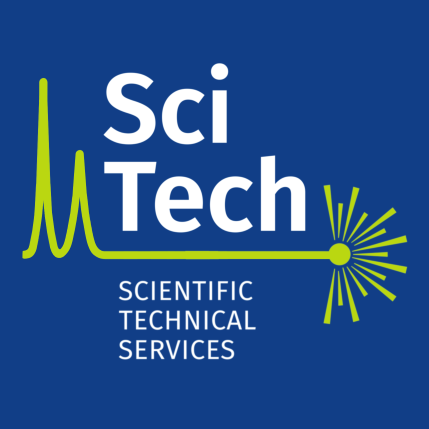 square scitech logo with blue background